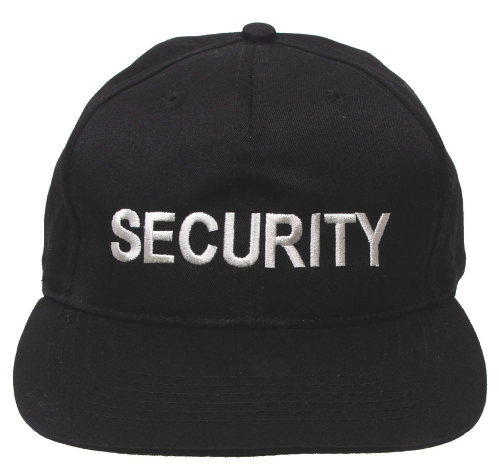 US Cap, mit Schild, schwarz, bestickt, "SECURITY"